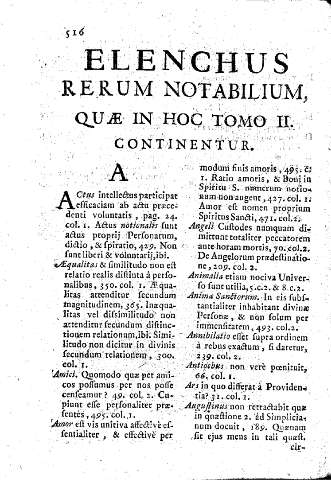Elenchus rerum notabiblium quae in hoc Tomo II continentur