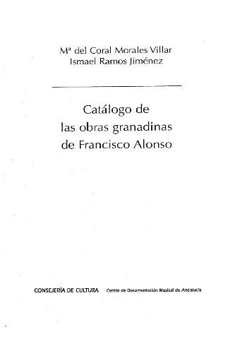 Catálogo de las obras granadinas de Francisco Alonso