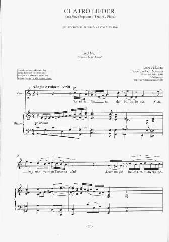 Cuatro Lieder para Voz (Soprano o Tenor) y Piano. (Selección de Lieder para voz y piano)