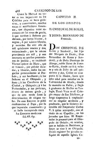 Capitulo II. De los obispos D. Cristoval de Roxas, y don Fr. Bernardo de Fresneda
