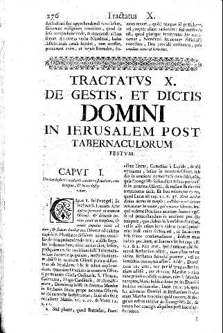 Tractatvs X. De gestis, et dictis Domini in Ierusalem post Tabernaculorvm festvm