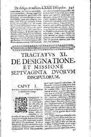 Tractatvs XI. De designatione, et missione septvaginta dvorvm discipulorum