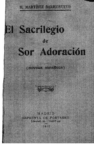 El Sacrilegio de Sor Adoración (Novela española)