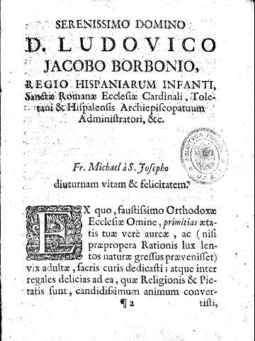 Serenissimo Domino D. Ludovico Jacobo Borbonio, Regio Hispaniarum Infanti