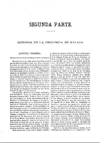 Segunda parte. Historia de la provincia de Málaga. Capitulo primero