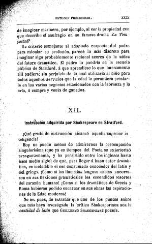 Instrucción adquirida por Shakespeare en Stratford