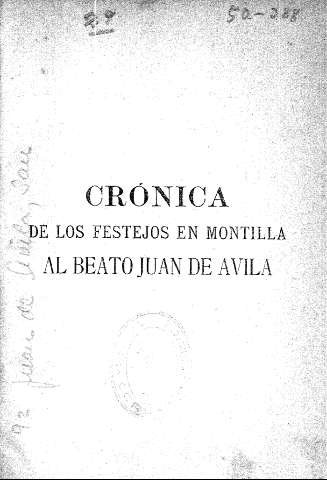 Crónica de los festejos en Montila al Beato Juan de Avila