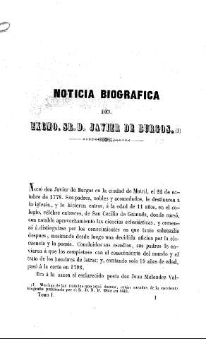 Noticia del Excmo. Sr. D. Javier de Burgos
