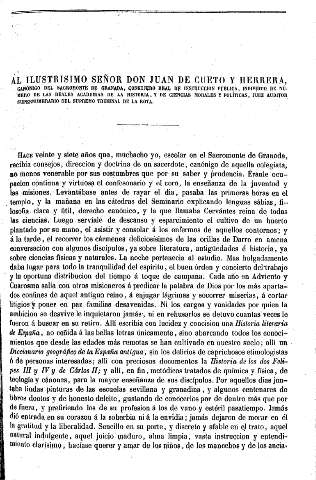 Al Ilustrisimo Señor Don Juan de Cueto y Herrera, Canónigo del Sacromonte de Granada, ... [Discurso Preliminar]