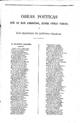 Obras poéticas que se han atribuido, entre otras varias, á Don Francisco de Quevedo Villegas