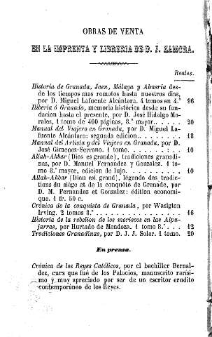 Obras de venta en la imprenta y libreria de D.J. Zamora