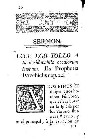 Sermon. Ecce ego tollo a te desiderabile occulorum tuorum. Ex Prophetia Exechielis cap.24.