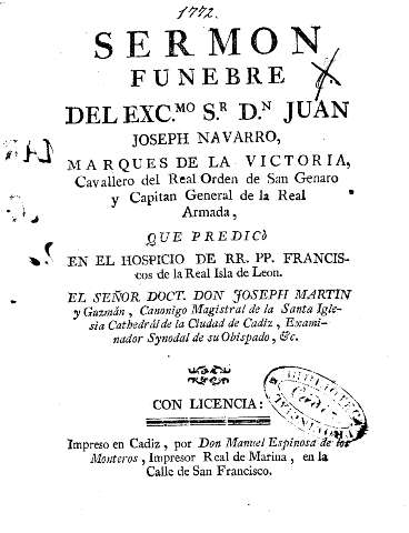 Sermon funebre del Excmo. Sr. Dn. Juan Joseph Navarro ...