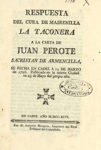 Respuesta del cura de Mairenilla La Taconera a la carta de Juan Perote ...