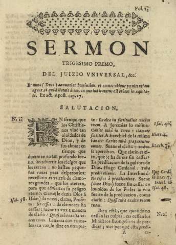 Sermon trigesimo primo, del juizio vniversal, &tc. Salutacion