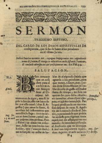 Sermon trigesimo septimo, del cargo de los daños espirituales de consequencia, que se ha de hazer á los pecadores en el vltimo Juizio