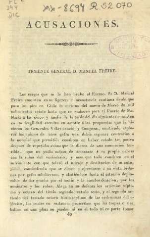 Acusaciones. Teniente general D. Manuel Freire