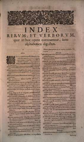 Index rervm, et verborvm, quae in hoc opere continentur, ferie alphabetica digestus