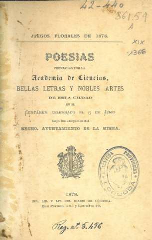 Poesias premiadas por la Academia de Ciencias, Bellas Letras y Nobles Artes...