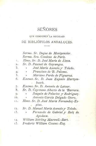 Señores que componen la sociedad de bibliófilos andaluces