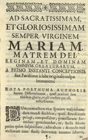 Ad sacratissimam, et gloriosissimam semper virginem Mariam Matrem Dei ...