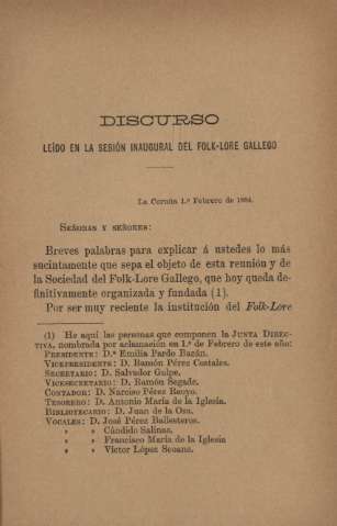 Discurso leído en la sesión inaugural del folk-lore gallego