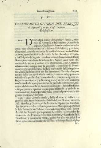 Ss. XIII. Examinase la opinion del Marqves de Agropoli, en sus Dissertaciones Eclesiasticas