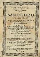 Constituciones de la provincia de San Pedro de Alcantara de religiosos menores descalzos ...