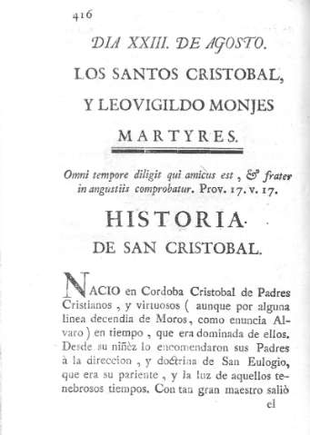 Los Santos Cristobal, y Leovigildo...