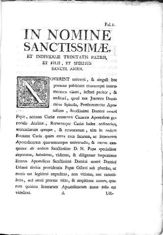 [In nomine Sanctissimae, et...] 1