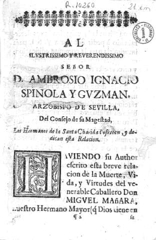 Al ilustrissimo y reverendissimo Señor D. Ambrosio Ignacio Spinola y Guzman...