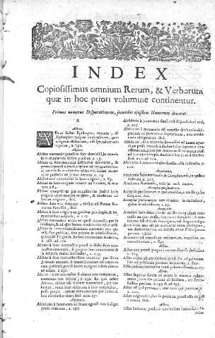Index Copiosissimus omnium Rerum, & Verborum...