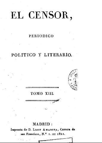 El Censor, periódico político y literario. Tomo XIII   