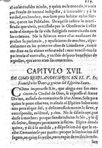 CAPITVLO XVII. De como resplandecieron en el V. Fr. Francisco los Dones...