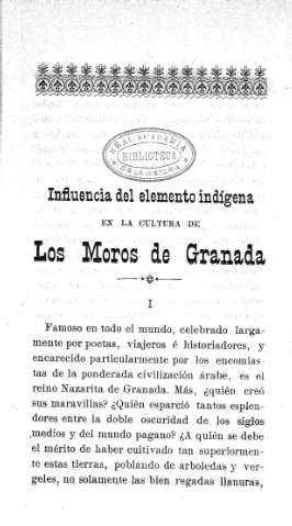 Influencia del elemento indígena en la cultura de Los Moros de Granada