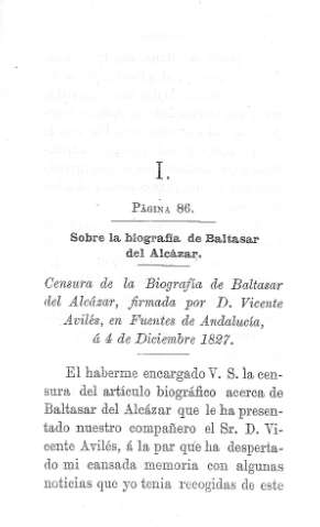 I. Página 86. Sobre la biografía de Baltasar del Alcázar
