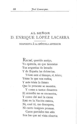 Al Señor D. Enrique López Lacarra.- Respuesta á la epístola anterior