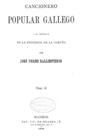 Cancionero popular gallego. Tomo II