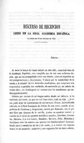 Discurso de la Recepción leído en la Real Academia Española la tarde de 29 de octubre de 1834