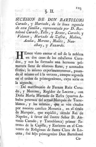 II. Sucesion de Don Bartolomé Curado,...