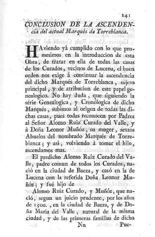 Conclusion de la ascendencia del actual Marqués de Torreblanca
