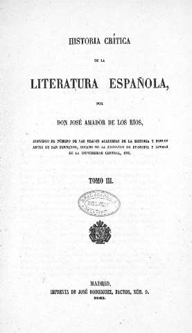 Historia crítica de la literatura española. Tomo III.