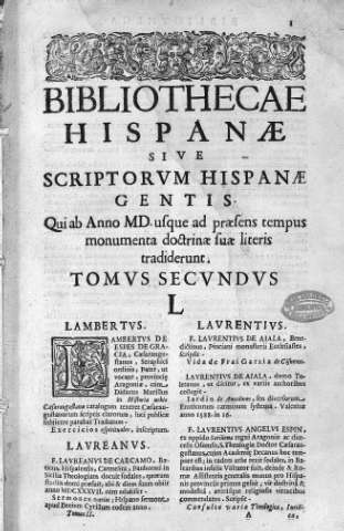 Bibliothecae hispanae sive scriptorvm hispanae gentis... Tomvs secvnduvs