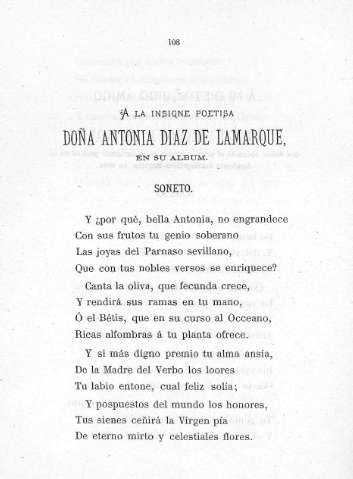 A la insigne poetisa Soña Antonio Diaz de Lamarque