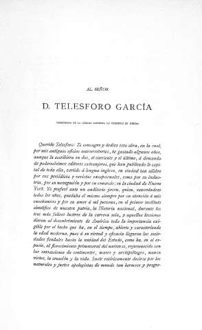 Al Señor D. Telesforo García