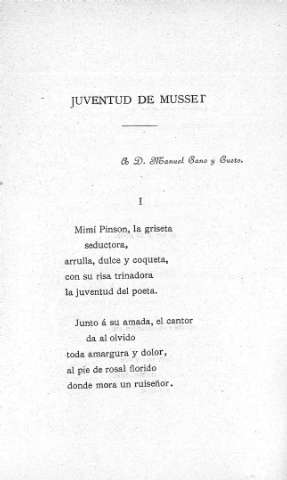 Juventud de Musset - A D. Manuel Cano Cueto