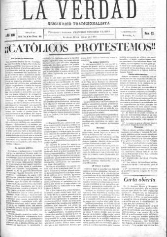 'La verdad : periódico tradicionalista' - Año XIII Número 22 (28/06/1910)