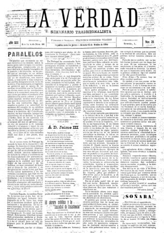 'La verdad : periódico tradicionalista' - Año XIII Número 35 (15/10/1910)