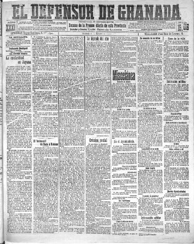 'El Defensor de Granada : diario político independiente' - Año XXXI Número 15016 (08/01/1910)
