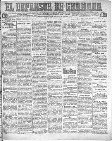 'El Defensor de Granada : diario político independiente' - Año XXXI Número 15023 (15/01/1910)